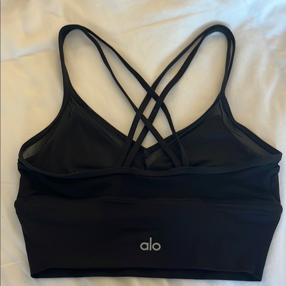 ALO Yoga Black Strappy Back Sports Bra